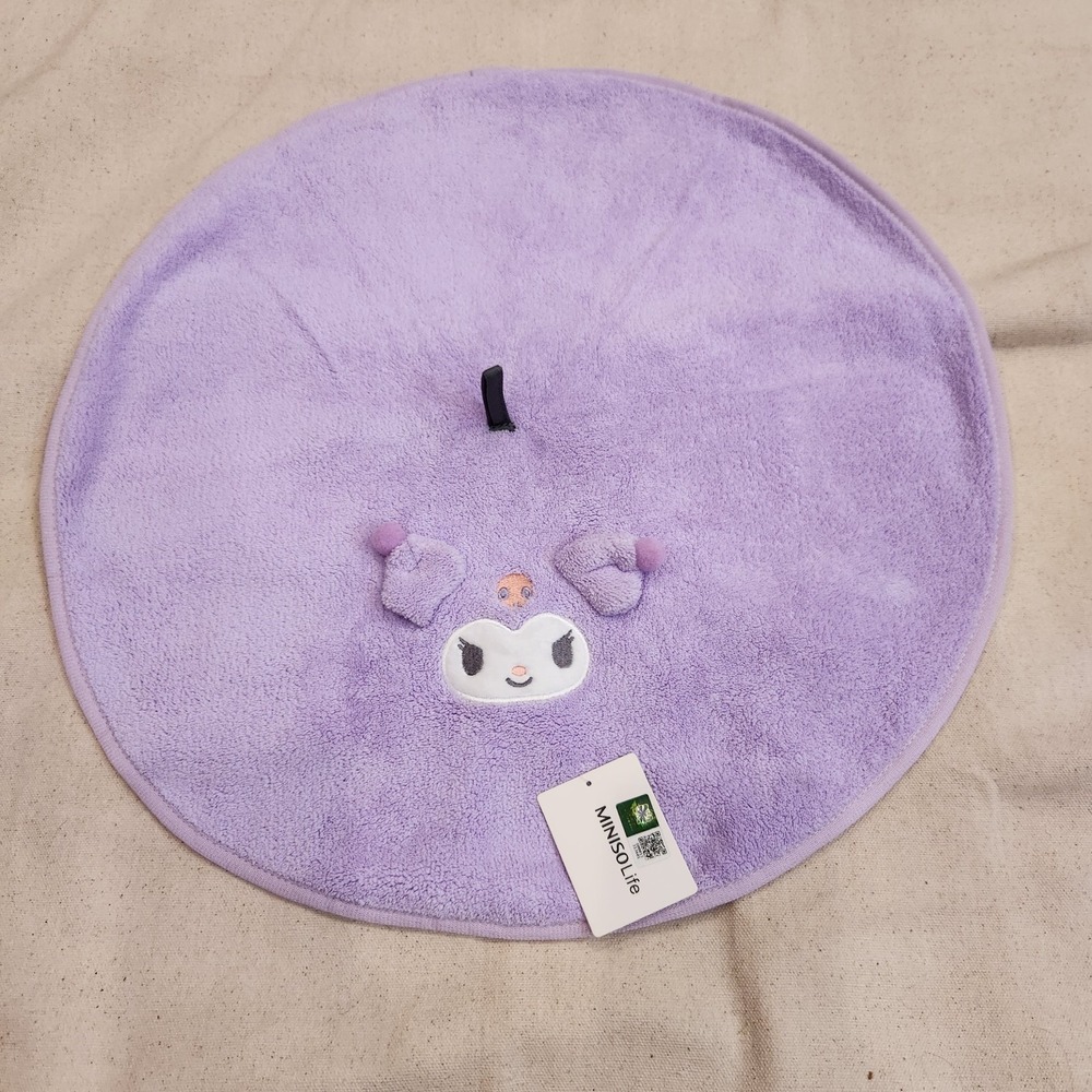New MINISO x Sanrio Kuromi Round Plush Hand Towel Washcloth Purple Halloween